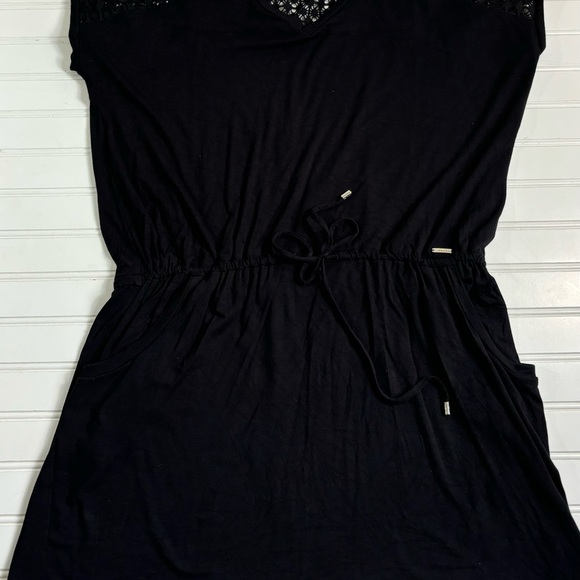 Calvin Klein Swimwear Crochet-Shoulder Tunic Cover Up Women's L/XL Black Dress - Picture 11 of 16